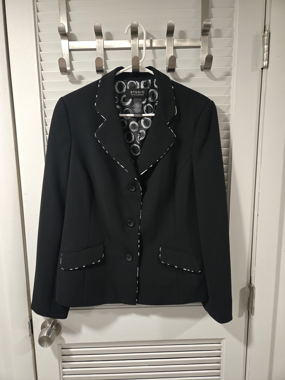 Liz Claiborne Black Blazer with White Trim